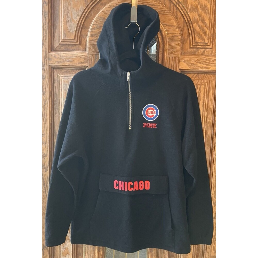 Victorias Secret Pink MLB Chicago‎ Cubs Quarter Zip Fleece Marshmallow Hoodie M